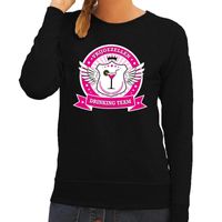 Vrijgezellen drinking team sweater zwart dames 2XL  - - thumbnail