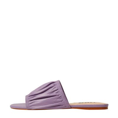 Mango gesmockte leren slippers lila