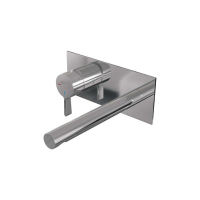 Inbouw Wastafelmengkraan Brauer Chrome Edition Coldstart Rechte Uitloop Halfronde Hendel Links Chroom Met Afdekplaat