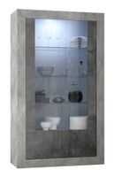Vitrinekast Urbino 190 cm hoog in grijs beton met oxid - thumbnail