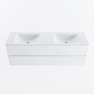 MONDIAZ VICA 150cm badmeubel onderkast Talc 2 lades. Wastafel CLOUD dubbel 2 kraangaten, kleur Talc.