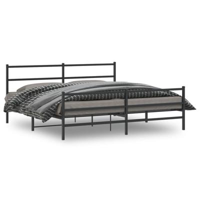 Bedframe met hoofd- en voeteneinde metaal zwart 183x213 cm