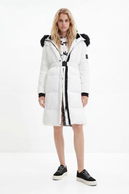 Lange padded jas met afneembare mouwen - WHITE - L Lange padded jas met afneembare mouwen - WHITE - L