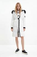 Lange padded jas met afneembare mouwen - WHITE - L