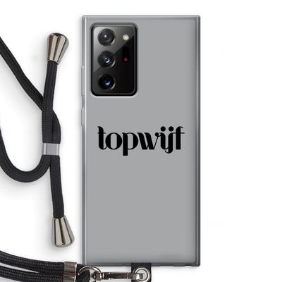 Topwijf Grijs Zwart: Samsung Galaxy Note 20 Ultra / Note 20 Ultra 5G Transparant Hoesje met koord