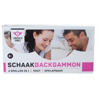 Longfield schaak en backgammon houten cassette 30x16x4 cm Longfield schaak en backgammon houten cassette 30x16x4 cm