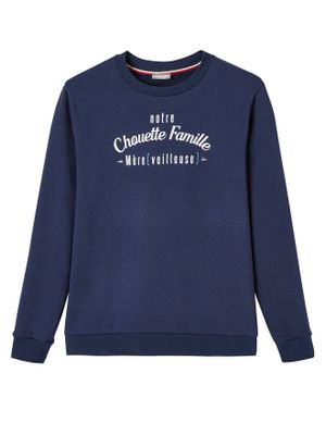 Dames sweatshirt uit onze Chouette Famille capsule collectie vertbaudet marineblauw grijs