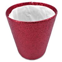 Bloempot kunsstof mand in glitter rood 15 x 14 cm voor bijvoorbeeld kerststukje