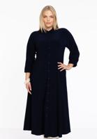 Yoek Wijde jurk met kraag | Blauw | Maat 46/48