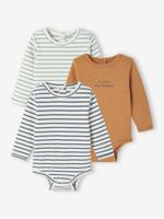 Set van 3 body's voor pasgeborenen van ribgebreid en interlock blauw
