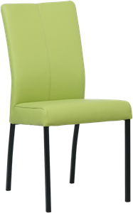 Felgroene leren moderne eetkamerstoel Comfort - poot vierkant zwart - Toledo Leer Lime (felgroen leer)
