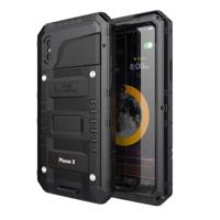 Waterdichte stof schokbestendige zink legering + siliconen case voor de iPhone XS/X (zwart)
