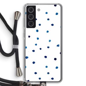 Blauwe stippen: Samsung Galaxy S21 FE Transparant Hoesje met koord