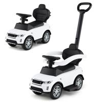 3-In-1 Duwauto voor Peuters Speelgoed om op te Rijden met Afneembare Handgreep en Veiligheidsbarrière Schuifauto met Claxon Wit