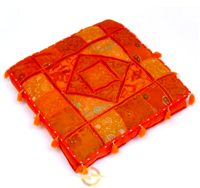 Oosters vloerkussen Patchwork oranje 60cm