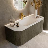 Badmeubel Mondiaz Kurve | 110 cm cm | Meubelkleur Shadow | Wastafelkleur Talc | Solid surface | Wasbak midden spoelbak | 1 kraangat