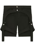 Courrèges short à détails de sangles - Noir