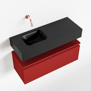Toiletmeubel Mondiaz Andor | 80 cm | Meubelkleur Fire | Lex vrijhangend wastafel Urban Links | Zonder kraangat