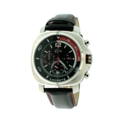 Lacoste horlogeband 2010454 / LC-29-1-14-0159 Leder Zwart 22mm + rood stiksel