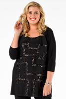 Yoek Shirt met pailletten | Zwart | Maat XXL Yoek Shirt met pailletten | Zwart | Maat XXL