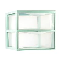 Ladeblokje/bureau organizer met 2x lades - transparant/mintgroen - L26 x B36 x H25 cm - plastic