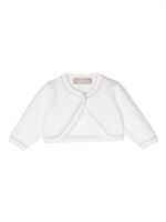 La Stupenderia contrasting-trim ribbed-knit cropped jacket - Blanc - thumbnail