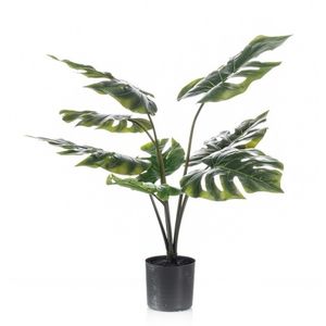 Kantoor kunstplant groene Monstera 60 cm in zwarte pot