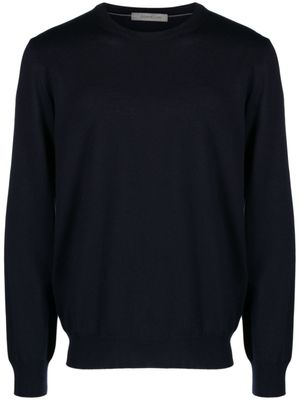Corneliani pull en laine vierge à logo brodé - Bleu