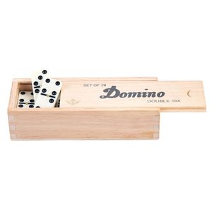 Domino spel dubbel/double 6 in houten doos 28x stenen   -