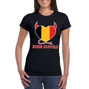 Zwart Belgie duivels hart shirt dames