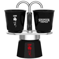 Italiaanse koffiemachine - BIALETTI - Mini express set - Stranger Things collectie - Met 2 hittebestendige kopjes - Zwart/Rood