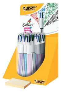 Balpen Bic 4kleuren Shine zilver/paars/roze/blauw