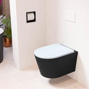 Wandcloset Mondiaz Lavie | Zonder spoelrand | Incl.Toiletzitting-Clay | Keramiek | Urban (zwart mat)