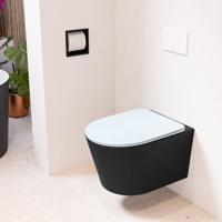 Wandcloset Mondiaz Lavie | Zonder spoelrand | Incl.Toiletzitting-Clay | Keramiek | Urban (zwart mat)
