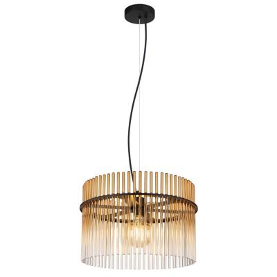 Globo Zwarte hanglampGorley met amberglas Ø 40cm - 15698HA