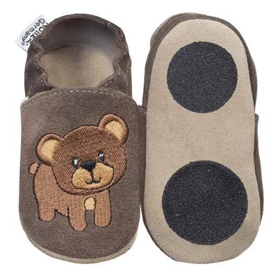 Hobea babyslofjes extra antislip Bär dunkelbraun-24-25