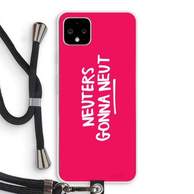 Neuters (roze): Pixel 4 XL Transparant Hoesje met koord
