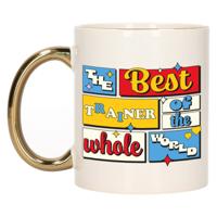 Cadeau koffie/thee mok - de beste trainer/coach - van de wereld - goud - 300 ml - keramiek