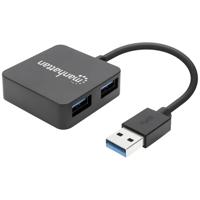 Manhattan Manhattan 162296 hub di interfaccia USB 3.2 Gen 1 [3.1 Gen 1] Type-A 5000 Mbit/s 4 poorten USB 3.2 Gen 1-hub Zwart