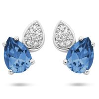 Oorknoppen witgoud-topaas-diamant 2 x 0.025 ct H si blauw-wit 11,5 x 7 mm