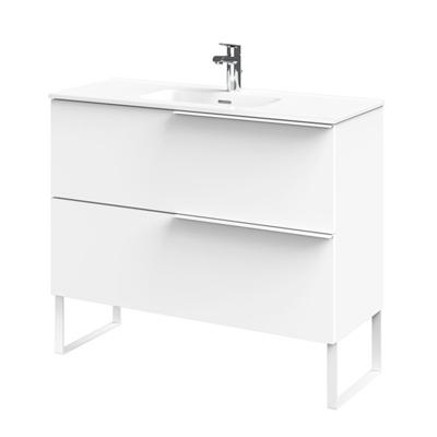 Tiger Pocket Meubelset 100 cm met 2 lades Wit incl Calpe wastafel en loop-poten Hoogglans wit - 800305
