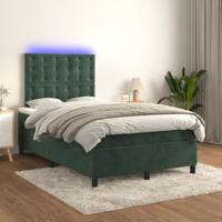 Boxspring met matras en LED fluweel donkergroen 120x200 cm