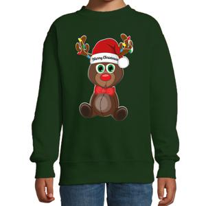 Kersttrui/sweater voor jongens/meisjes - Merry Christmas - groen - Kerst rendier