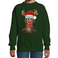 Kersttrui/sweater voor jongens/meisjes - Merry Christmas - groen - Kerst rendier - thumbnail