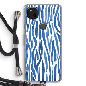 Blauwe nerven: Pixel 4a Transparant Hoesje met koord