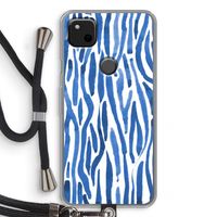 Blauwe nerven: Pixel 4a Transparant Hoesje met koord