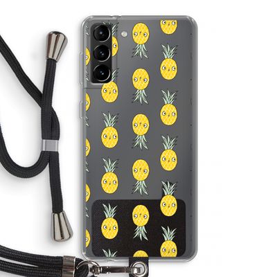 Ananas: Samsung Galaxy S21 Plus Transparant Hoesje met koord