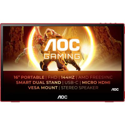 AOC 16G3 LCD-monitor Energielabel E (A - G) 39.6 cm (15.6 inch) 1920 x 1080 Pixel 16:9 4 ms IPS LCD