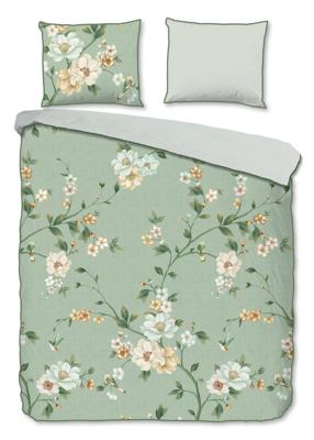 Descanso Dekbedovertrek "bloemen" - Groen - (240x200/220 cm) - Katoen Satijn