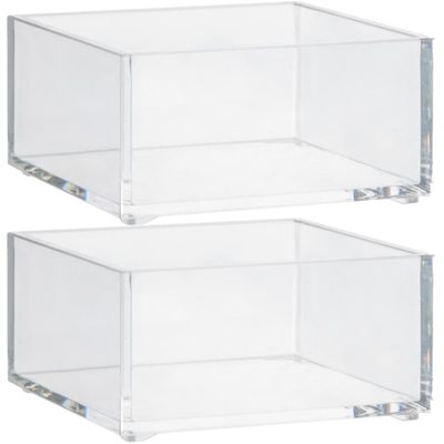 Set van 2x stuks sieraden/make-up houder/box vierkant 9,5 x 5 cm van kunststof